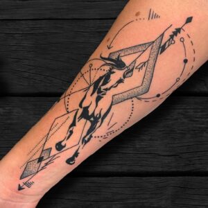 Black N Grey Abstract Geometric Horse Tattoo